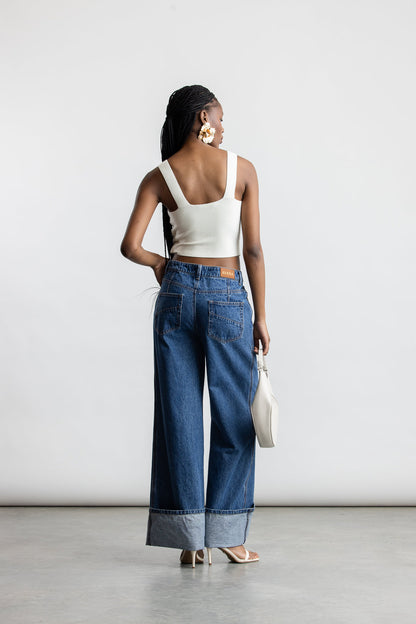 Maya Wide Leg Denim _ 169084 _ Dark Blue