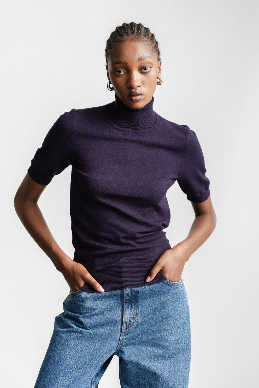 Nadia Polo Neck Ballerina Sleeve _ 160086 _ Navy