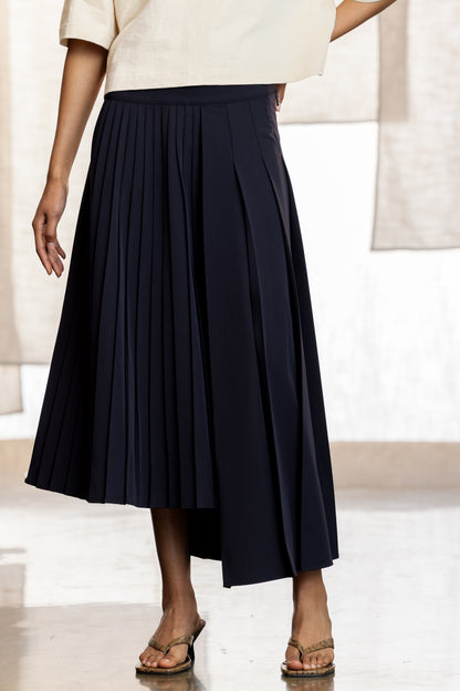 Alina Asymmetric Pleated Maxi Skirt
