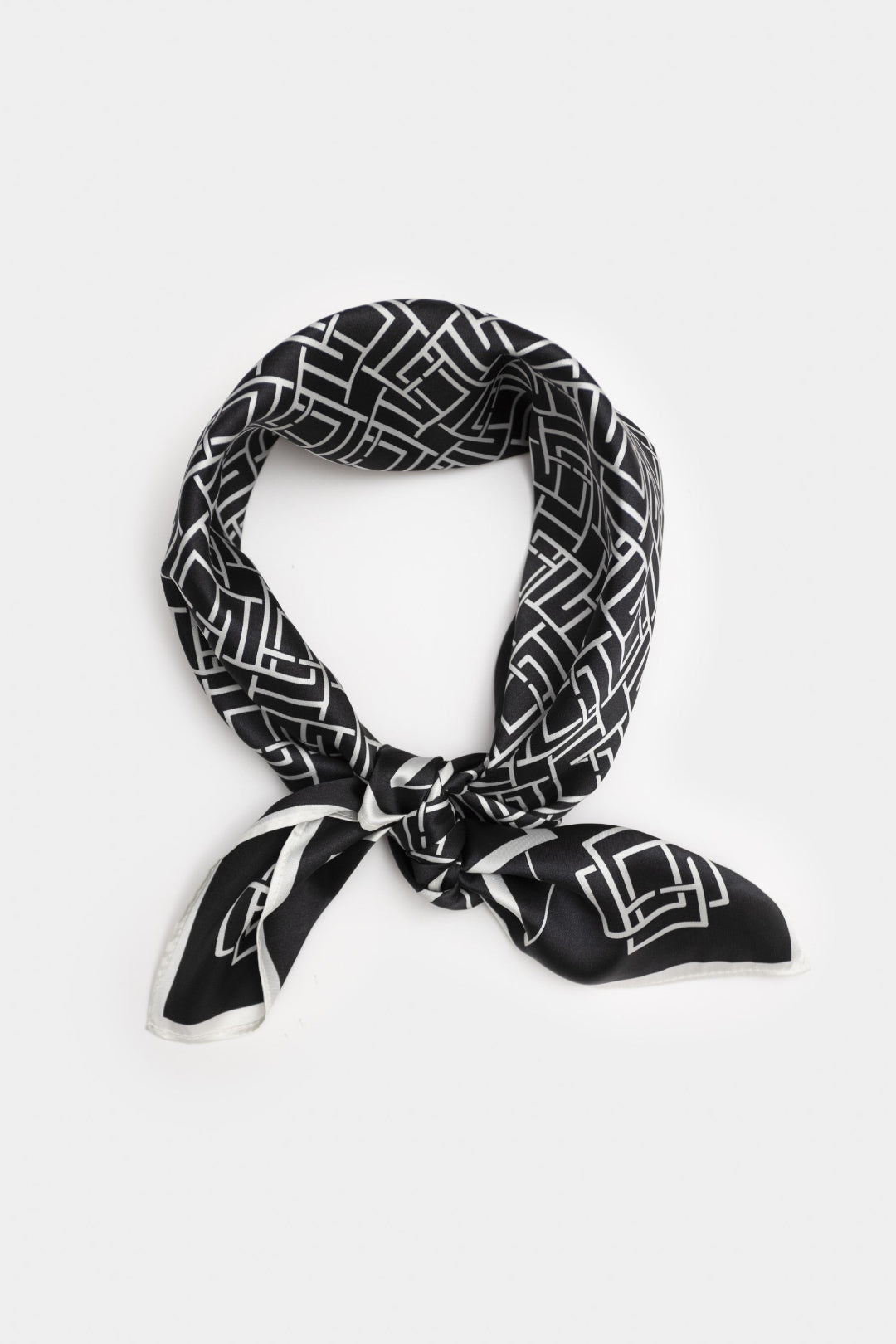 Banele Mono Satin Scarf _ 161936 _ Black Texture
