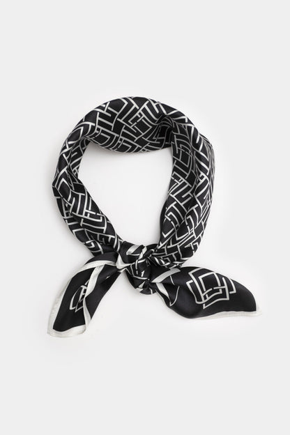 Banele Mono Satin Scarf _ 161936 _ Black Texture