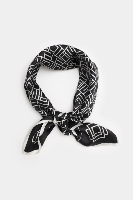 Banele Mono Satin Scarf _ 161936 _ Black Texture