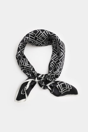 Banele Mono Satin Scarf _ 161936 _ Black Texture