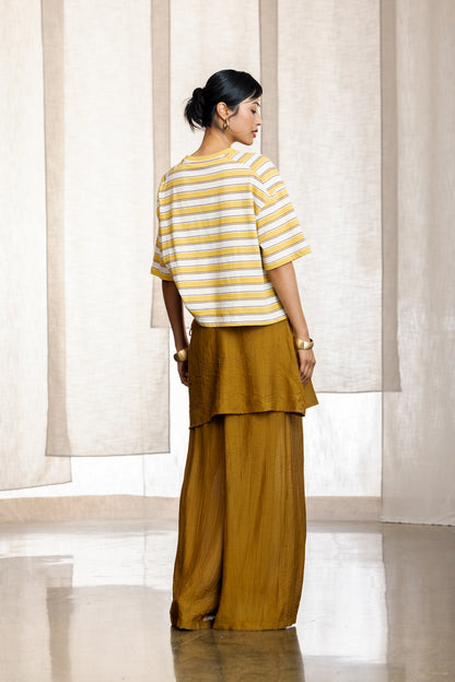 Arya Wide Leg Sheer Pant With Layering Wrap Skirt