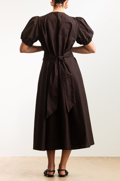 Kavita Puff Sleeve Midi _ 173163 _ Chocolate