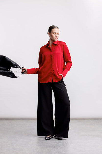 Charlie Classic Satin Shirt _ 170702 _ Red