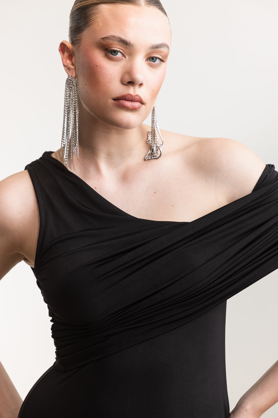Alex One Shoulder Midi _ 168251 _ Black Texture