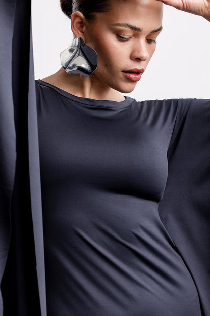 Jessie Polyamide Batwing Maxi _ 170156 _ Charcoal
