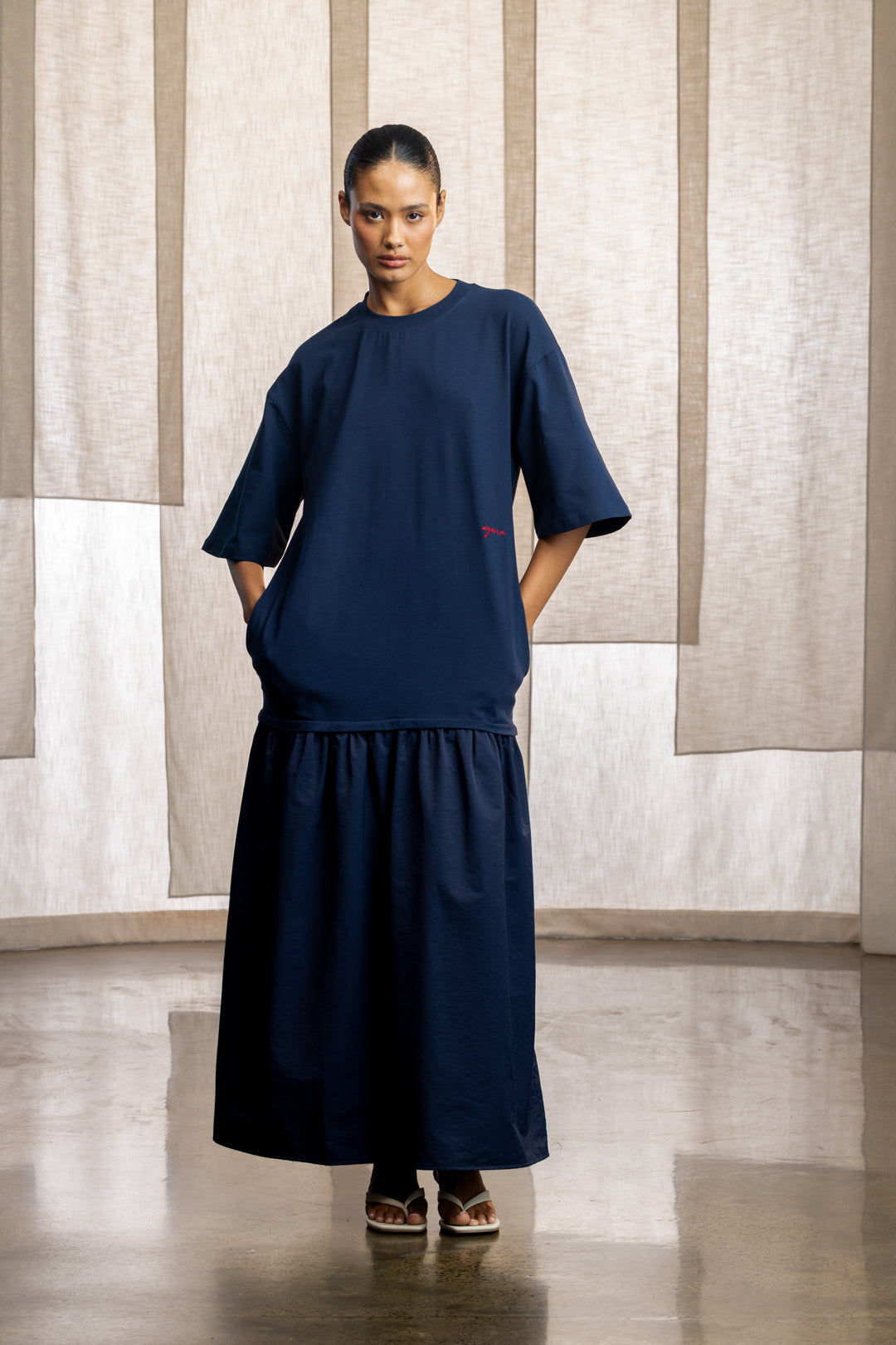 Whardah Knit Woven T-Shirt Maxi