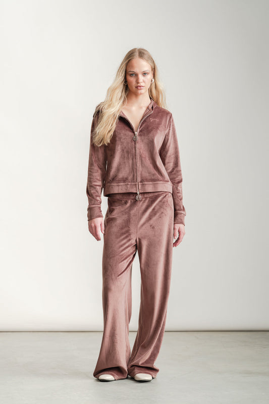 Holly Velor Wide Leg Trackpants _ 163056 _ Chocolate