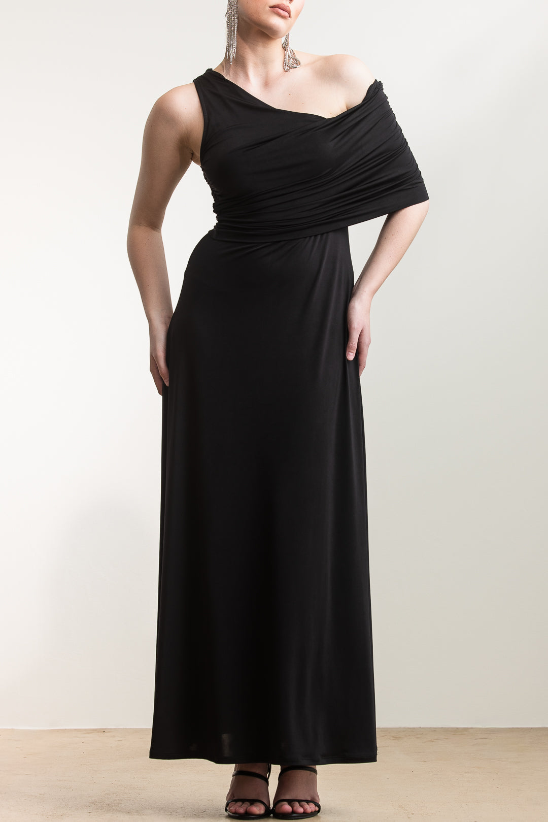 Alex One Shoulder Midi _ 168251 _ Black Texture