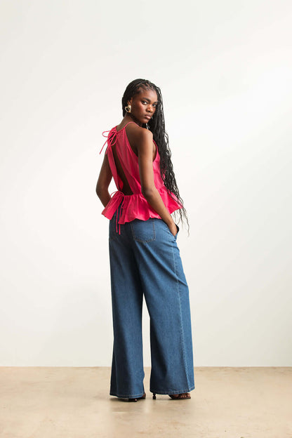 Keely Halter Neck Peplum Top