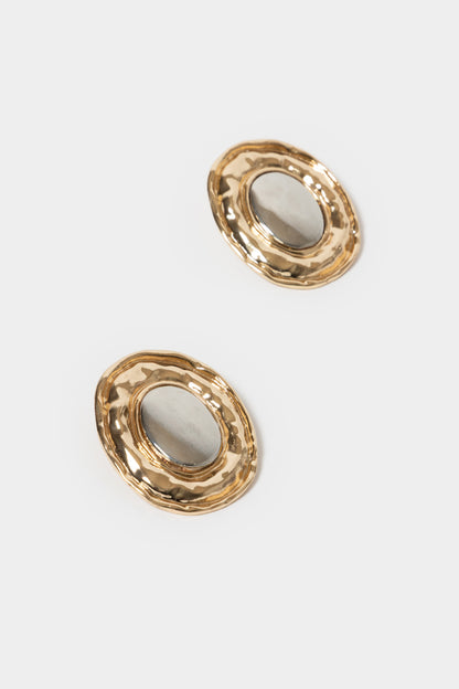 Iva Oval Metal Earrings