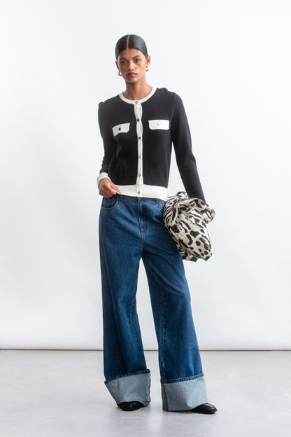 Kagiso Cardigan _ 158798 _ Black Texture