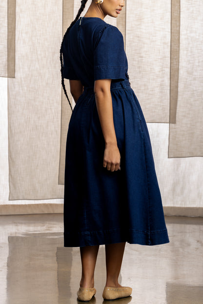 Avuya Denim Tie Front Midi
