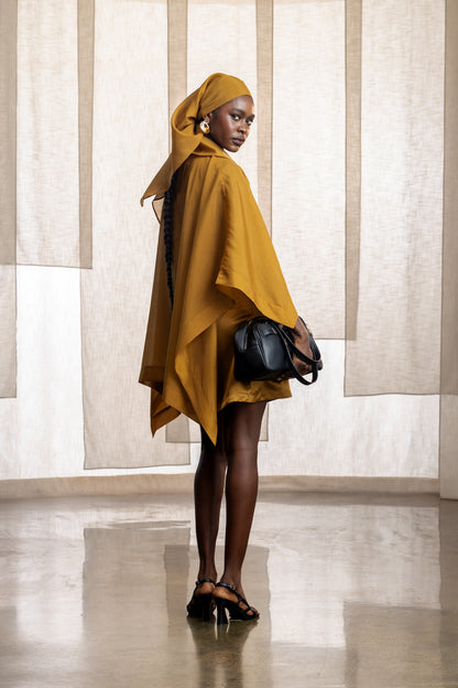 Liza Mini Dress With Cape Detail And Scarf