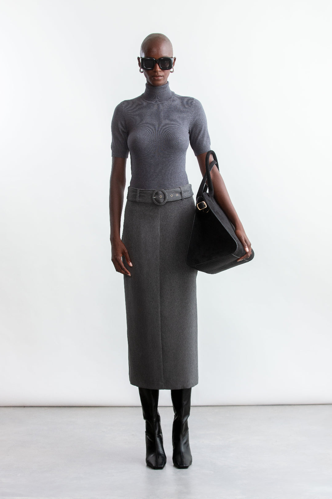 Nadia Polo Neck Ballerina Sleeve _ 157287 _ Grey