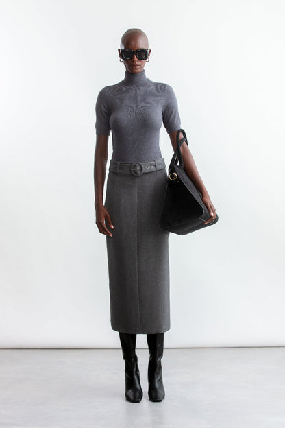 Nadia Polo Neck Ballerina Sleeve _ 157287 _ Grey