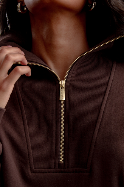 Catherine 1/4 Zip Sweatshirt _ 160257 _ Chocolate