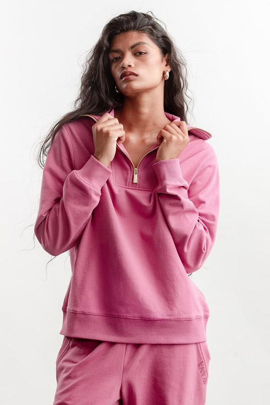 Catherine 1/4 Zip Sweatshirt _ 162869 _ Dusty Pink