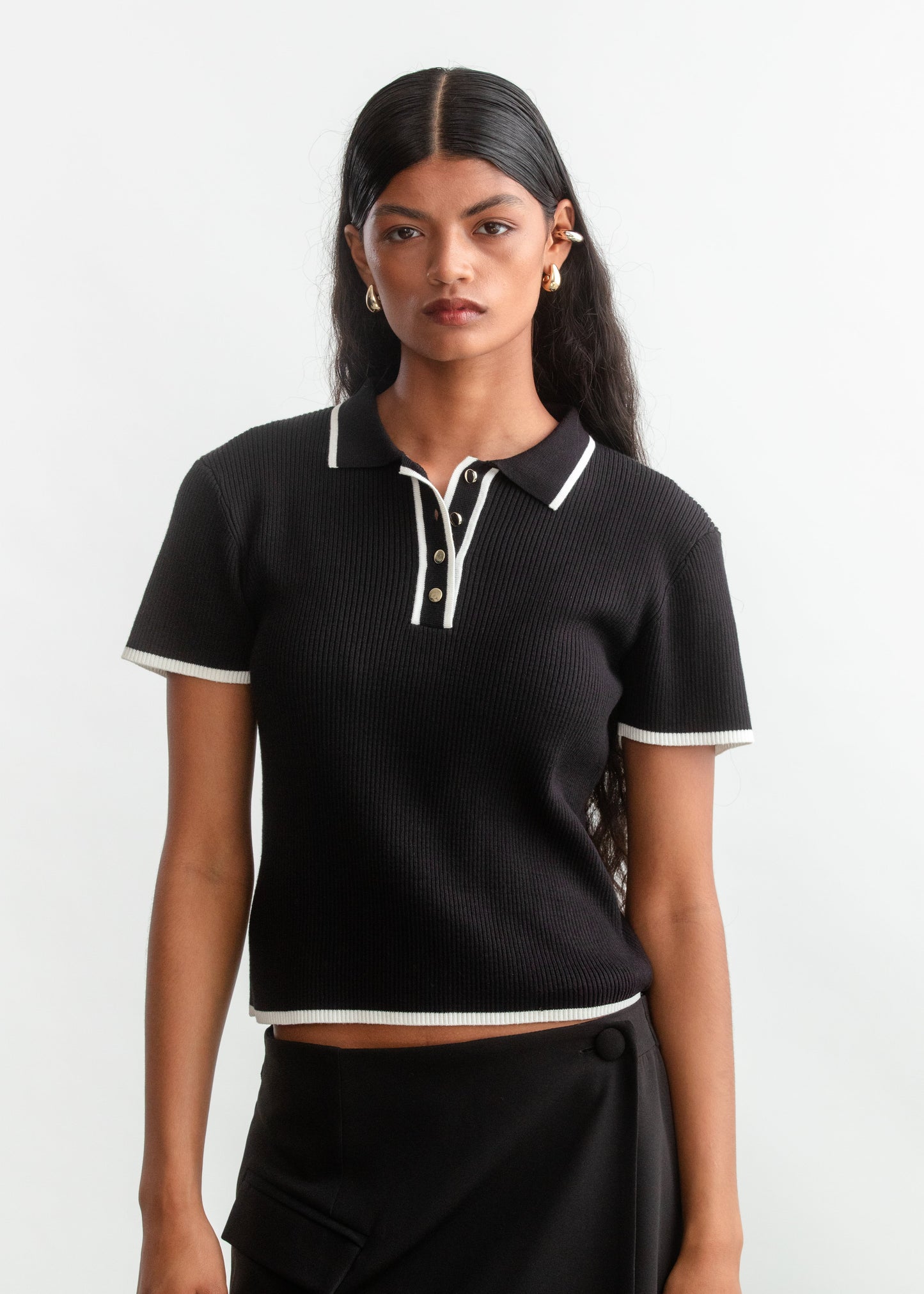 Mich Collar Ballerina Sleeve _ 158795 _ Black Texture