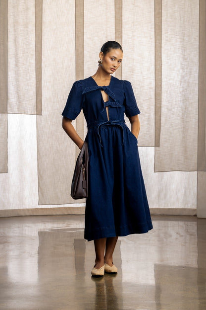 Avuya Denim Tie Front Midi