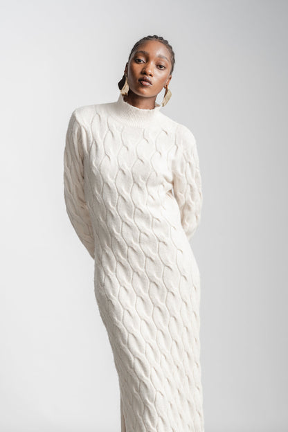 Christine Cable Knit Maxi Dress _ 162596 _ Milk