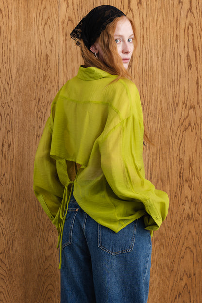 Amina Sheer Tie-Back Shirt