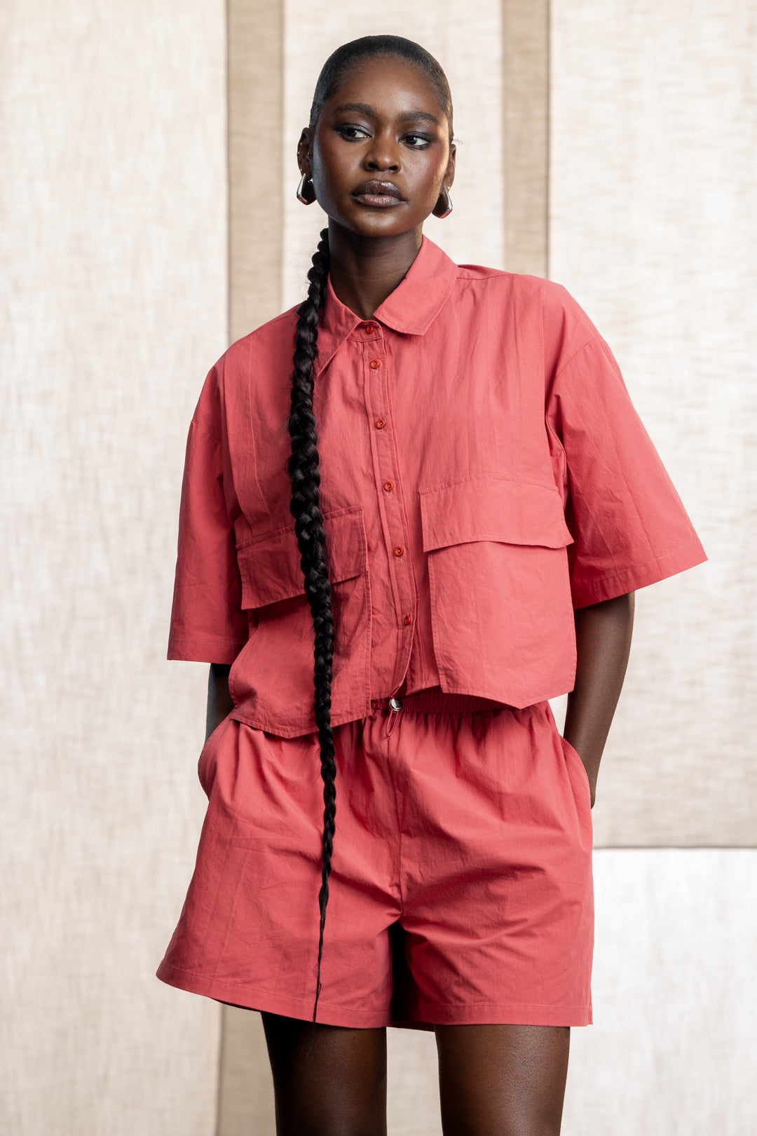 Hailey Technical Utility Cropped Shirt