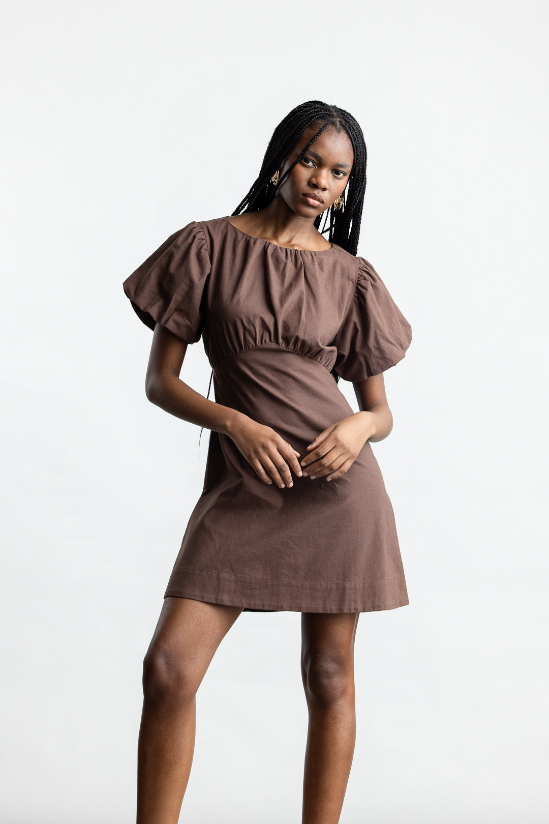 Kaiya Puff Sleeve Mini _ 168395 _ Chocolate