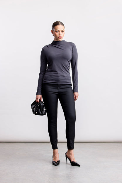 Nala High Neck Top _ 159041 _ Grey