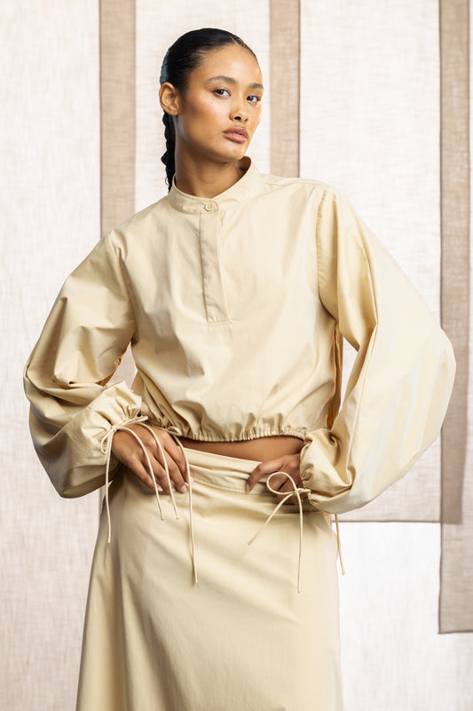 Victoria Cropped Drawstring Blouse