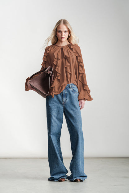 Eli Frill Blouse _ 163838 _ Stone